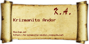 Krizmanits Andor névjegykártya